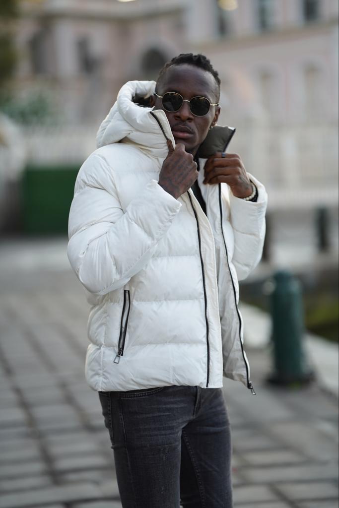 Enid White Hooded Puffer Jacket