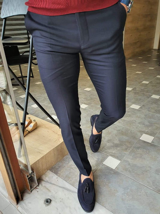 Paruri Navy Blue Slim Fit Pants