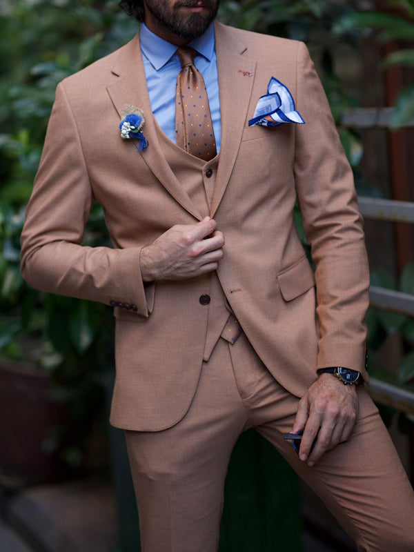 Evo Brown Slim Fit Notch Lapel Suit