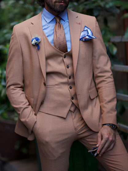 Evo Brown Slim Fit Notch Lapel Suit