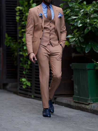 Evo Brown Slim Fit Notch Lapel Suit