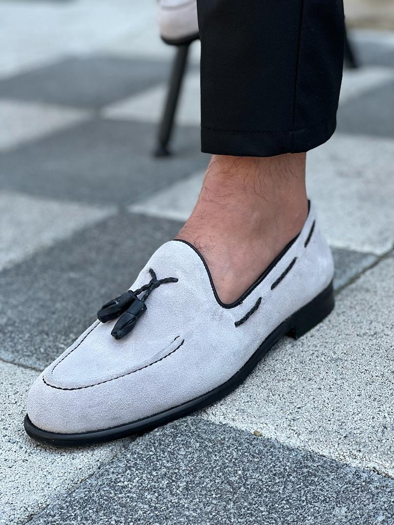 Lawson Gray Suede Tassel Loafers