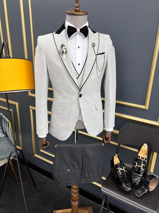 Lawson Gray Slim Fit Peak Lapel Tuxedo for Men