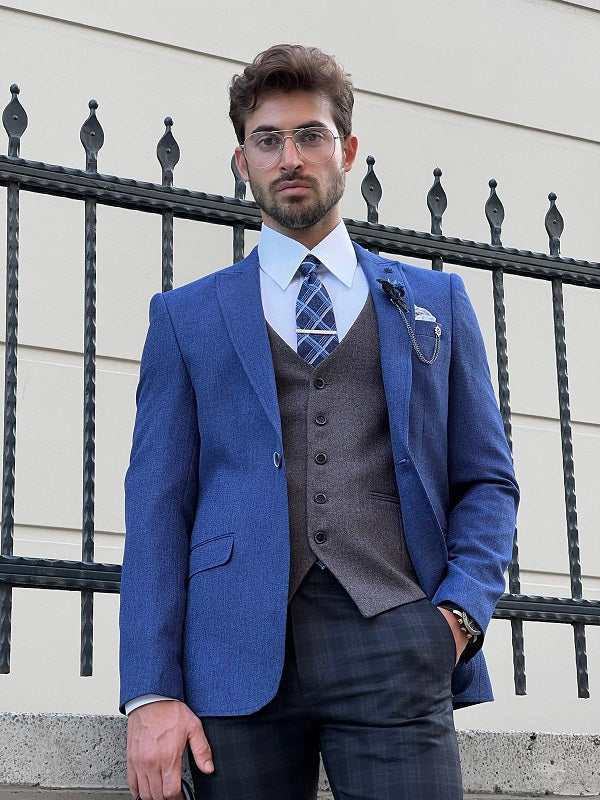 Napoli Blue Slim Fit Peak Lapel Combination Suit