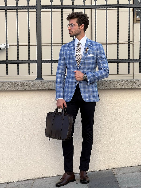 Blue clearance plaid blazer