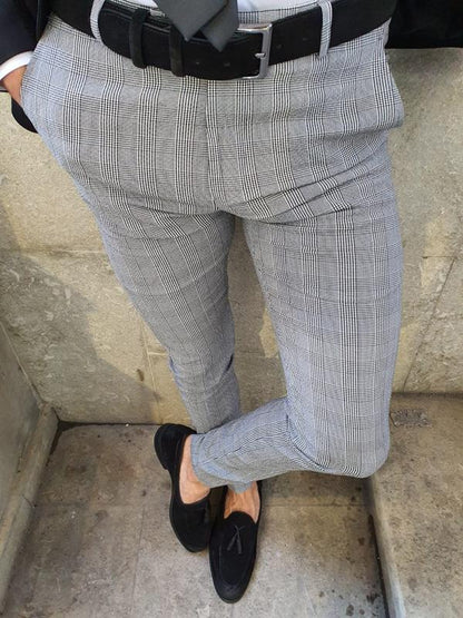 Advert Black Slim Fit Plaid Pants