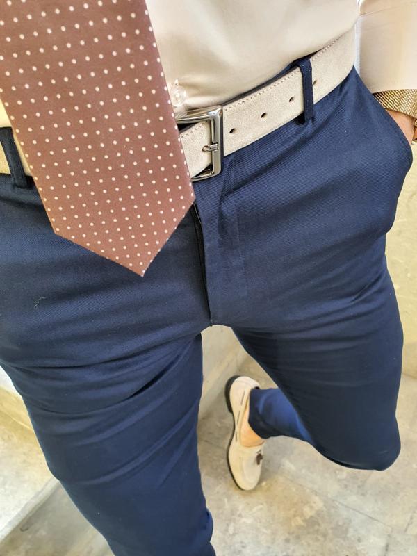 Advert Navy Blue Slim Fit Pants