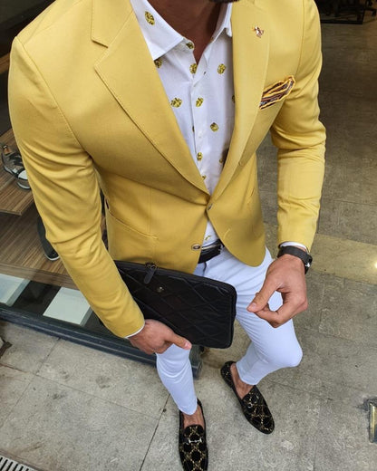 Bando Ogden Yellow Slim Fit Blazer