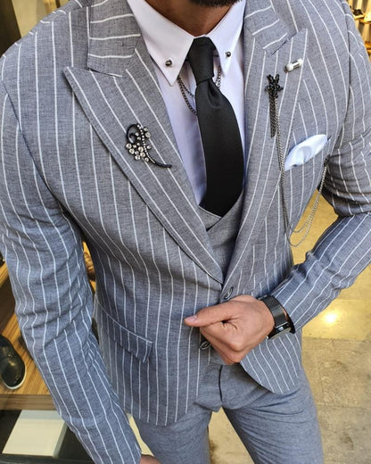 Eros White Slim Fit Pinstripe Suit