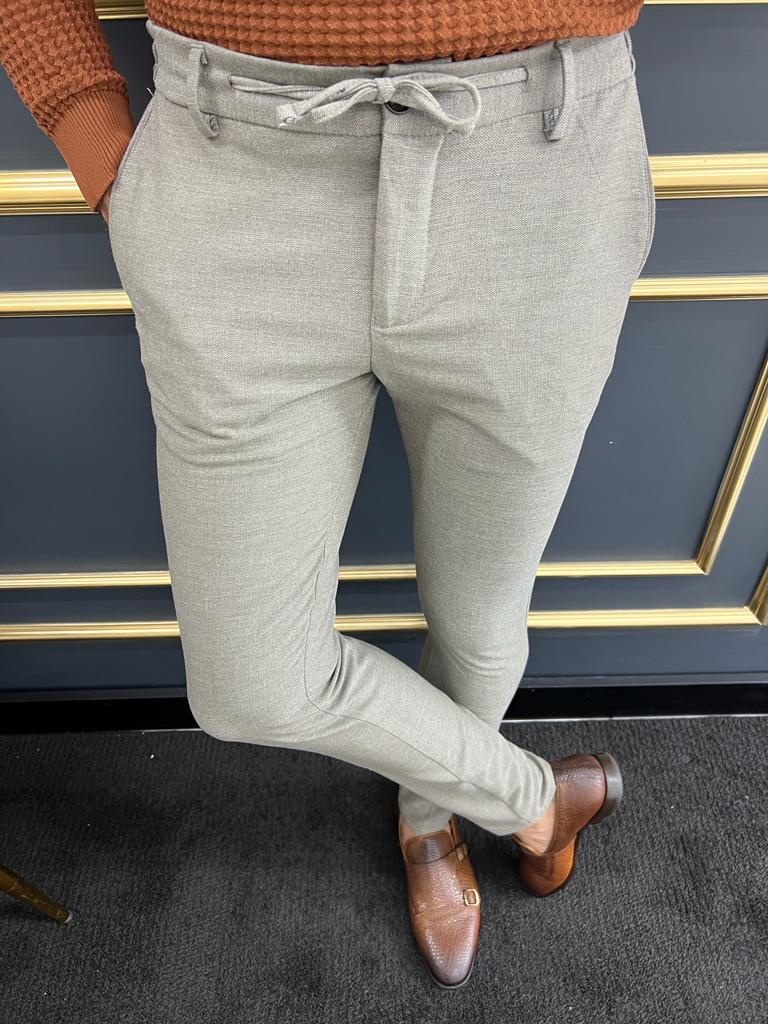 Avion Beige Slim Fit Laced Pants for Every Occasion