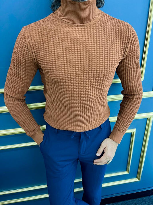 Vince Camel Slim Fit Turtleneck Cotton Sweater