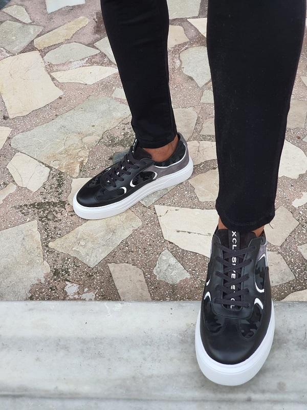 Salerno Black High-Top Lace Up Sneakers