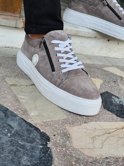 Salerno Gray Mid-Top Zipper Sneakers