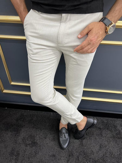 Tampa Beige Slim Fit Cotton Pants