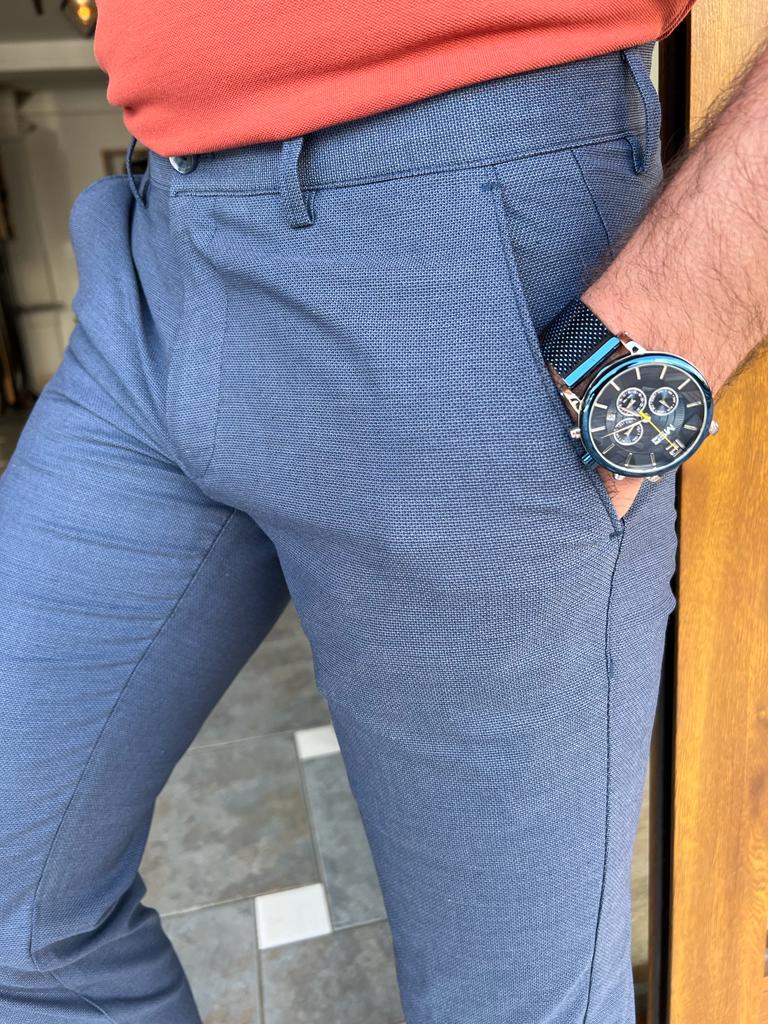 Tampa Blue Slim Fit Cotton Pants