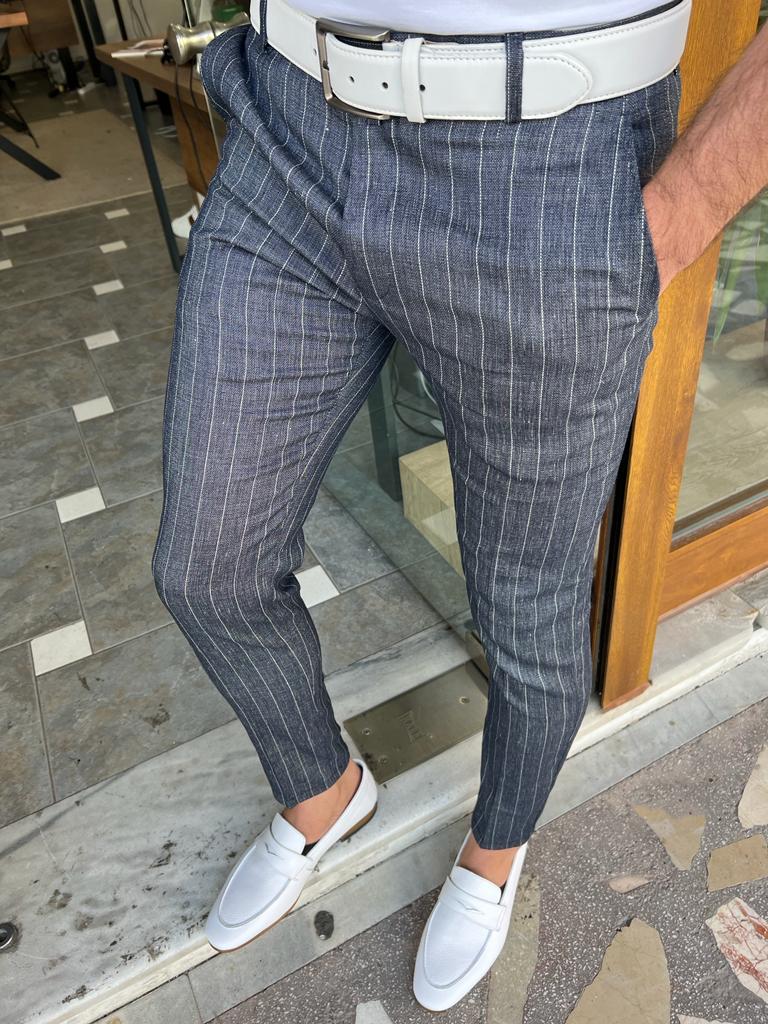 GentWith Tampa Blue Slim Fit Cotton Pants