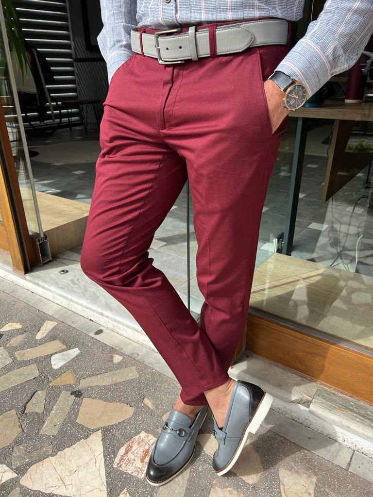 Tampa Red Slim Fit Cotton Pants