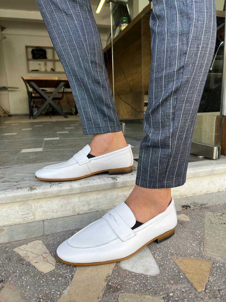 Tampa White Penny Loafers
