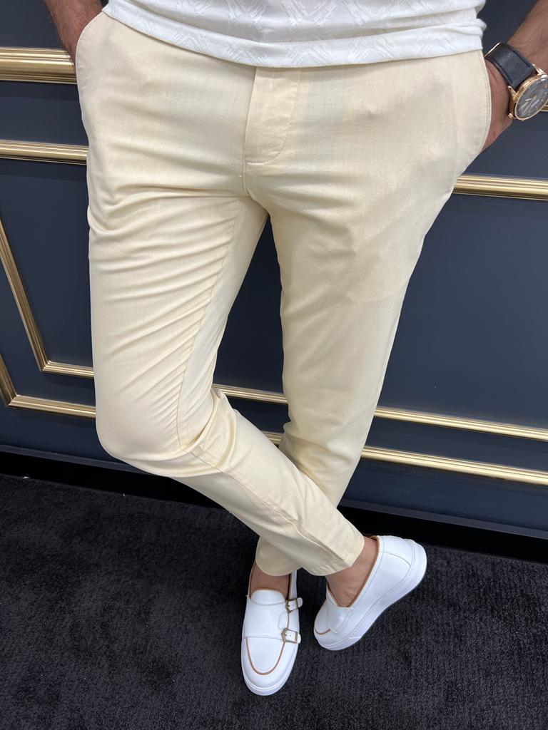 Tampa Yellow Slim Fit Cotton Pants