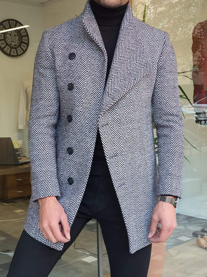 Saponi Slim-fit Collar Wool Coat Gray