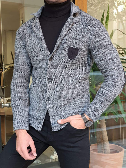 Saponi Slim-fit Buttoned Knitwear Jacket Black