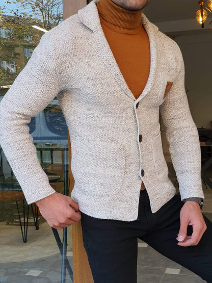 Saponi Slim-fit Buttoned Knitwear Jacket Gray