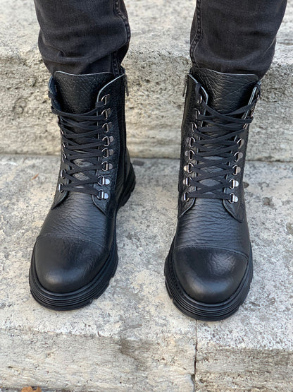 Mantoni Black Leather Boots