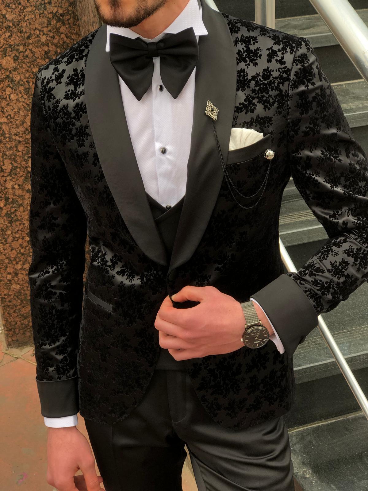 Abboud Black Embroidery Tuxedo