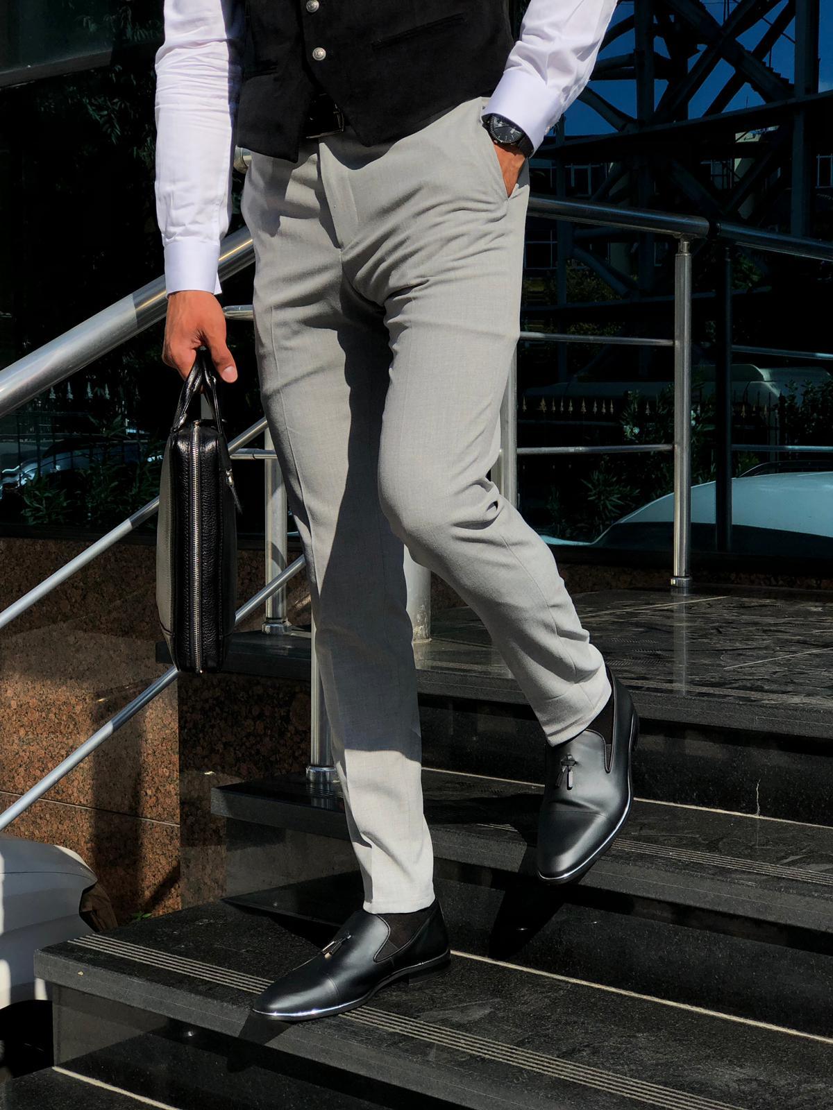 Mason Slim-Fit Fabric Pants Grey