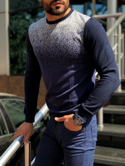 Sapross Dark Blue Slim-Fit Sweater