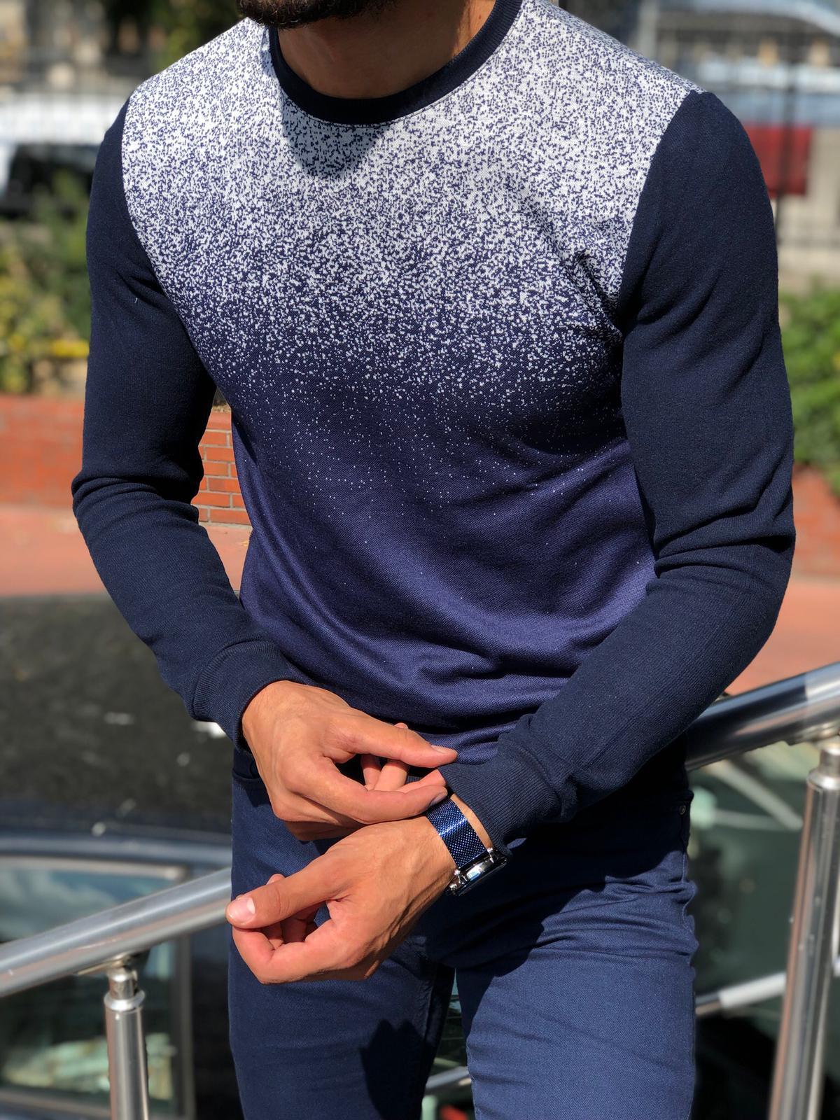 Sapross Dark Blue Slim-Fit Sweater