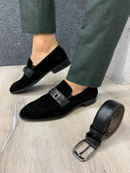 Buckled Suede Shoes Black