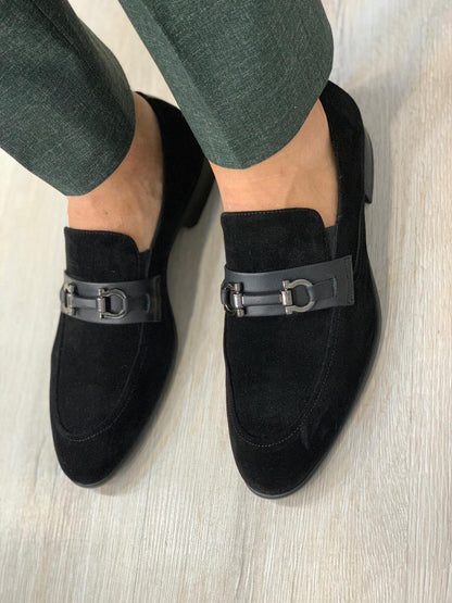 Buckled Suede Shoes Black