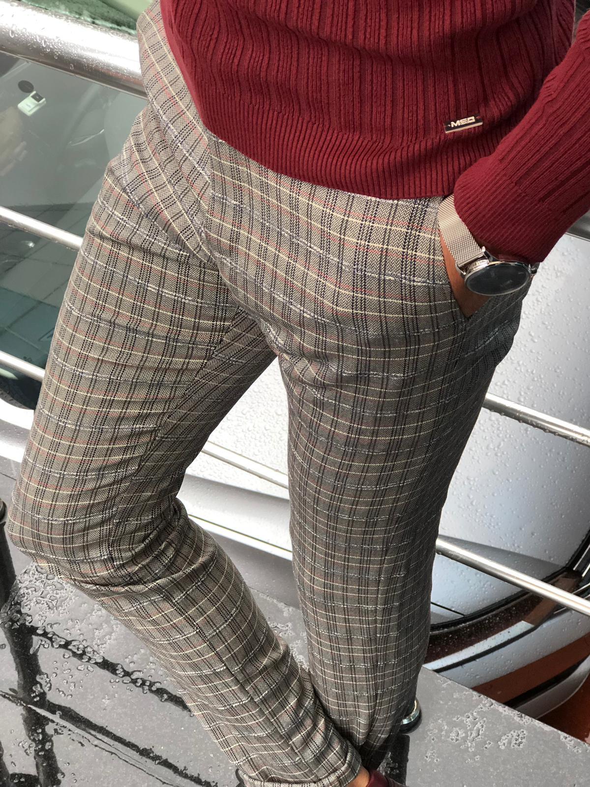 Brand Plaid Pants Men Elastic Male Skinny Trousers Bottom Tight Male P –  Triple AAA Fashion Collection