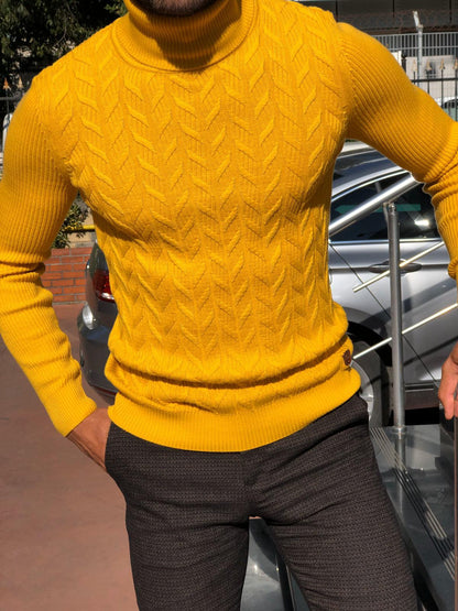 Calvin Slim-Fit Turtleneck Knitwear Yellow