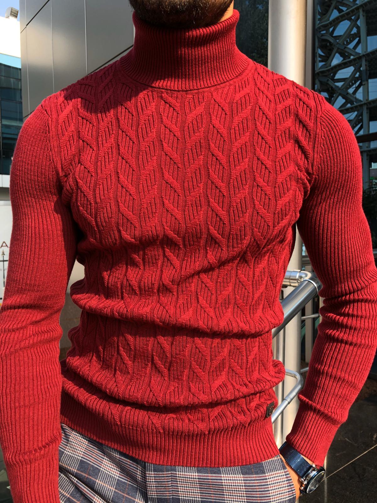 Calvin Slim-Fit Turtleneck Knitwear Red