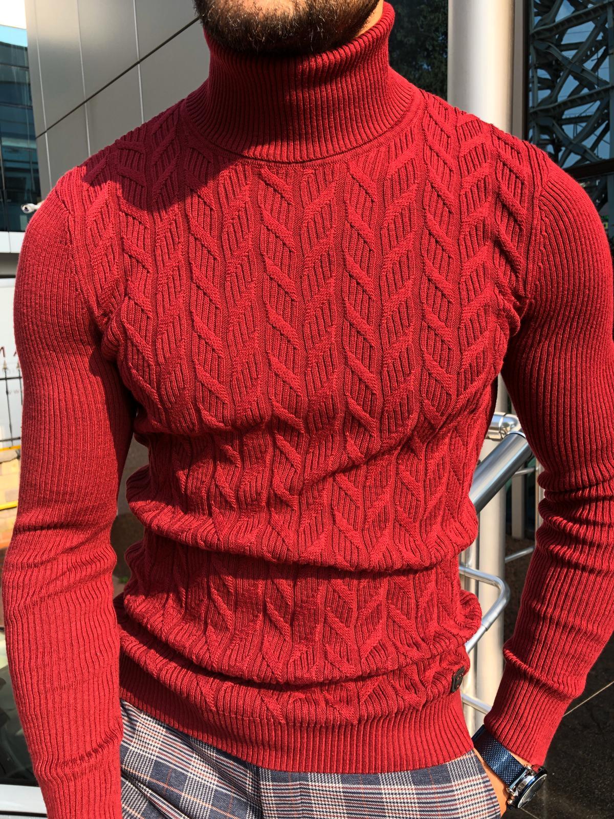 Calvin Slim-Fit Turtleneck Knitwear Red