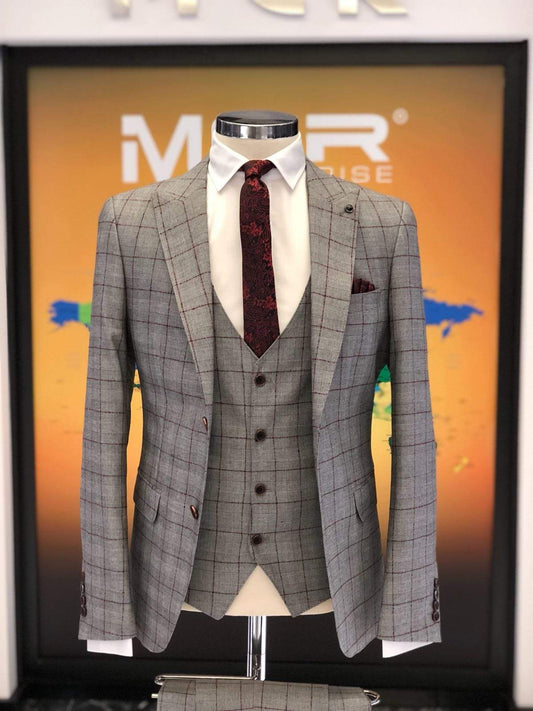 Premium Versailles Slim Fit Plaid Suit