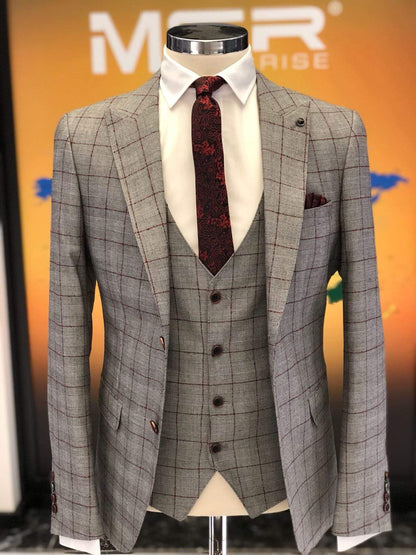 Premium Versailles Slim Fit Plaid Suit