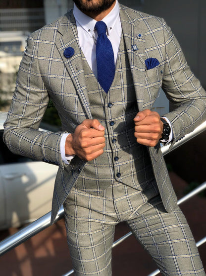 Toni Slim-Fit Plaid Suit Vest GRAY