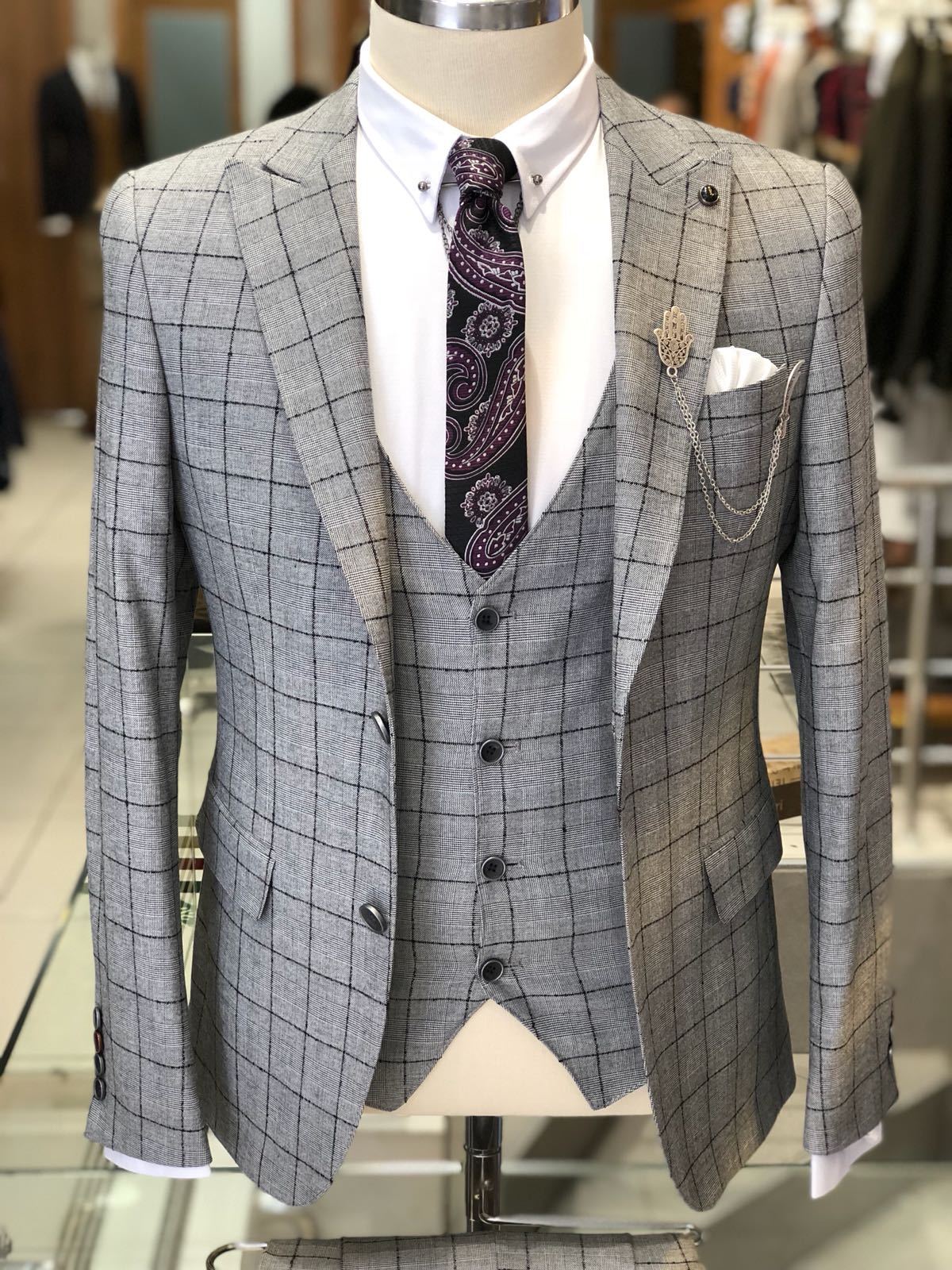 Harringate Premium Slim Fit Plaid Suit