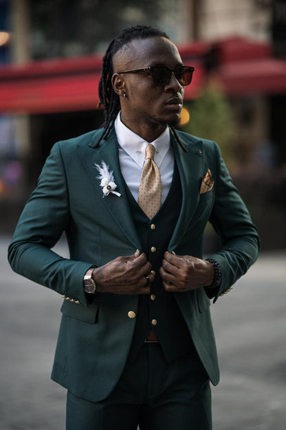 Evo Green Slim Fit Peak Lapel Suit
