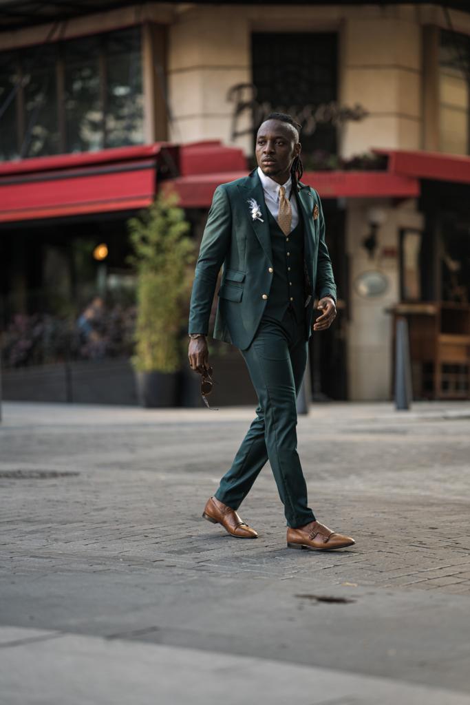 Evo Green Slim Fit Peak Lapel Suit