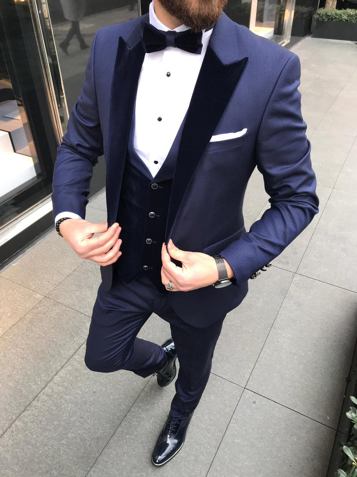 Blue Slim Tuxedo Suit – Brabion