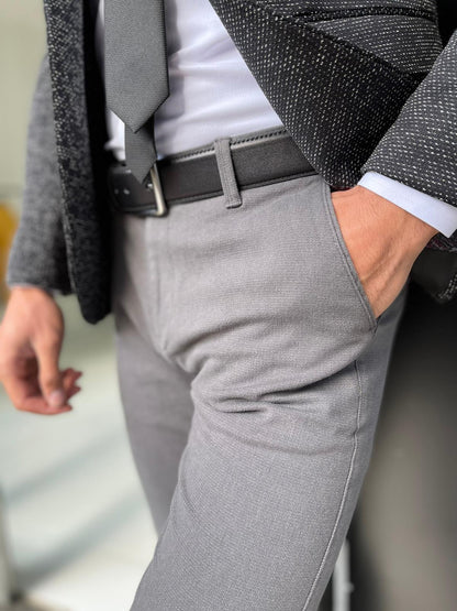 Oslo Gray Slim Fit Cotton Lycra Pants