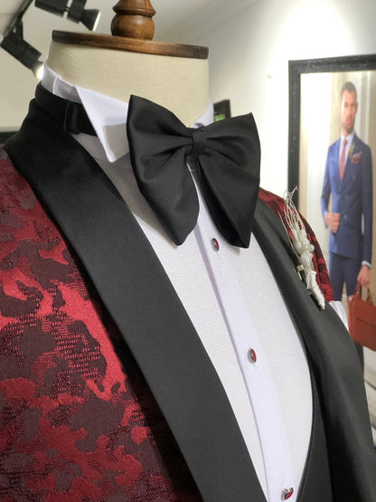 Abboud Claret Red Embroidery Tuxedo