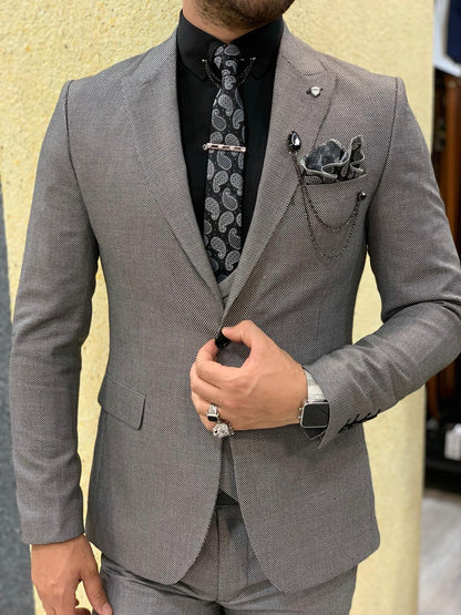 Eros Gray Slim Fit Wool Suit