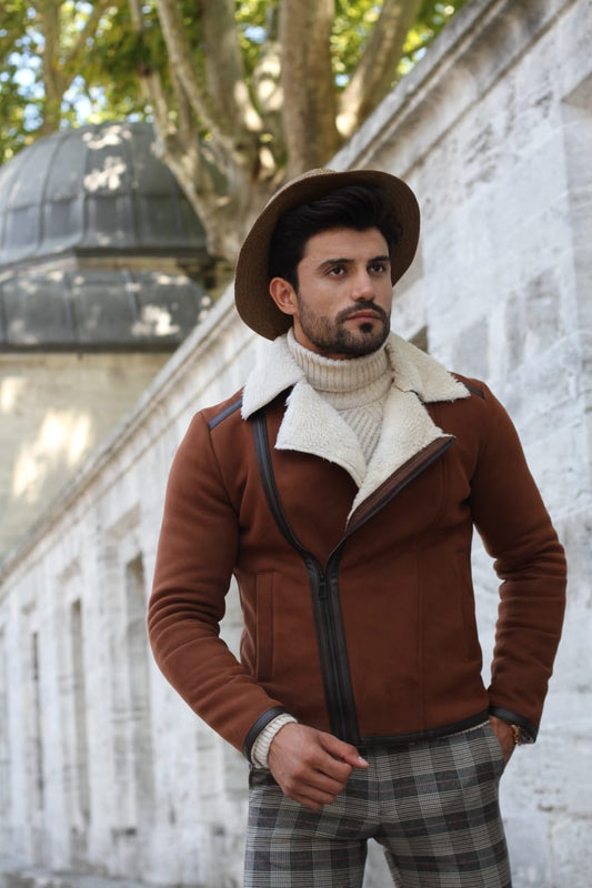 Ignacio Leather Coat With Collar Fur