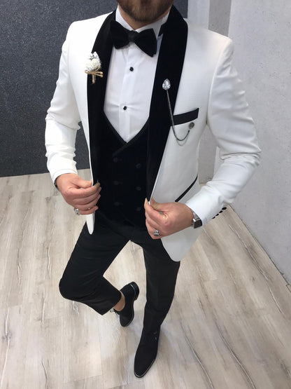 Ventura White Slim Fit Velvet Tuxedo