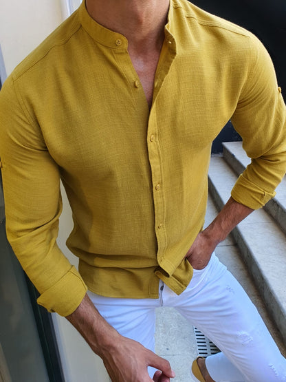 Madison Yellow Slim Fit Cotton Shirt
